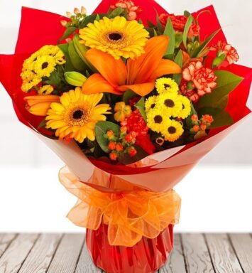 a bouquet of flowers in a vase