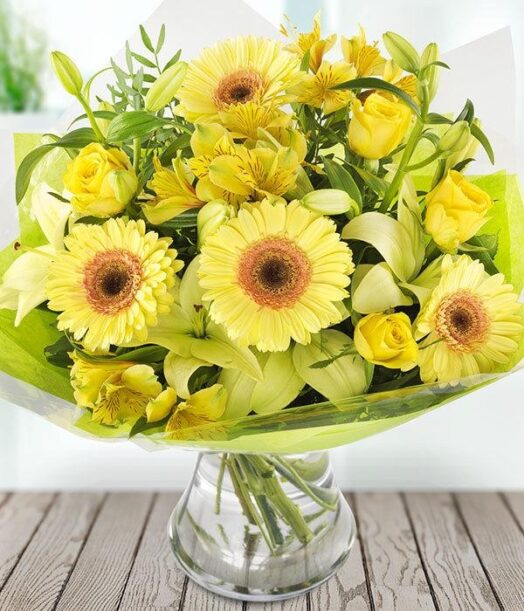 a bouquet of yellow flowers