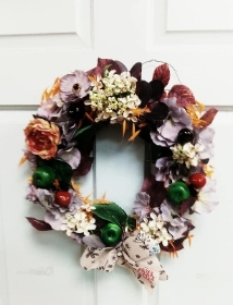 a wreath on a door