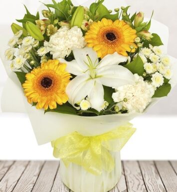 a bouquet of flowers in a vase