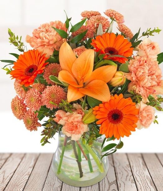 a vase of flowers on a table